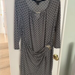 Thalia Sodi Black and White Patterned Long Sleeve Dress
